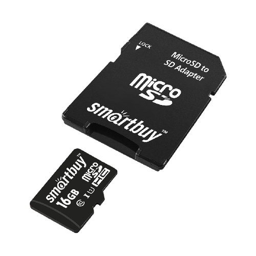 карта памяти SmartBuy microSD 16Gb (class 10) + SD адаптер фото 