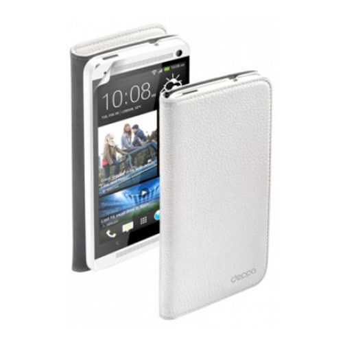 Белый чехол-книжка для HTC One, Deppa Wallet Cover и защитная пленка фото 