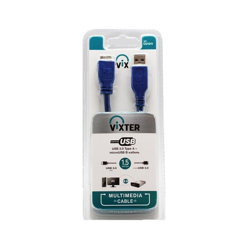USB кабель Vixter CU 1211 microUSB 3.0 1.5м Blue фото 