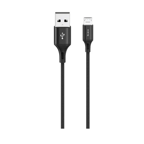 USB кабель OLMIO Basiс USB 2.0 - microUSB 1.2м 2.1A текстильная оплетка Black фото 
