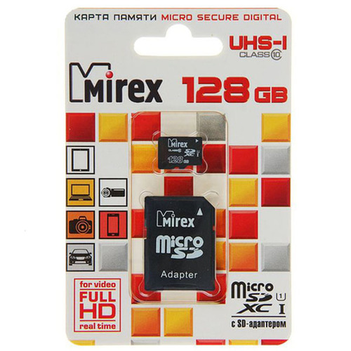 Карта памяти на 128 Гб  Mirex microSD (class 10) фото 
