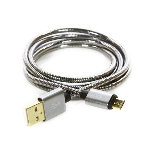USB кабель Qumann USB microUSB 1m металлическая оплетка Silver фото 