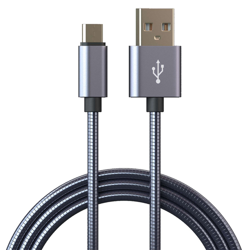 USB кабель Qumann USB microUSB 1m PVC оплетка,алюм. коннекторы Black фото 