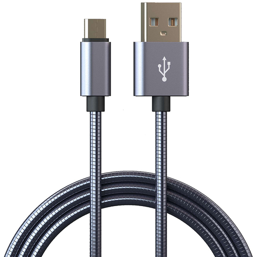 USB кабель Qumann USB microUSB 1m металлическая оплетка Black фото 