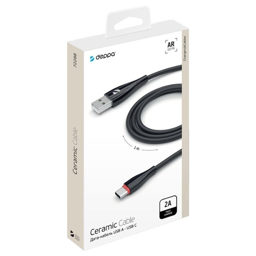 USB кабель Deppa Ceramic Type-C 1м Black фото 