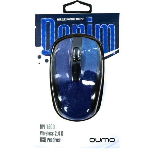 Мышь Qumo Office M44 Denim USB беспроводная Black/Blue фото 