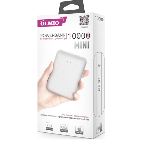 Внешний аккумулятор Olmio MINI-10 10000mAh White фото 