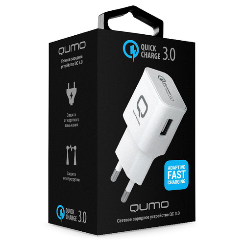 Сетевое зарядное устройство Qumo Dual Quick Charge 3.0 1USB 2A фото 